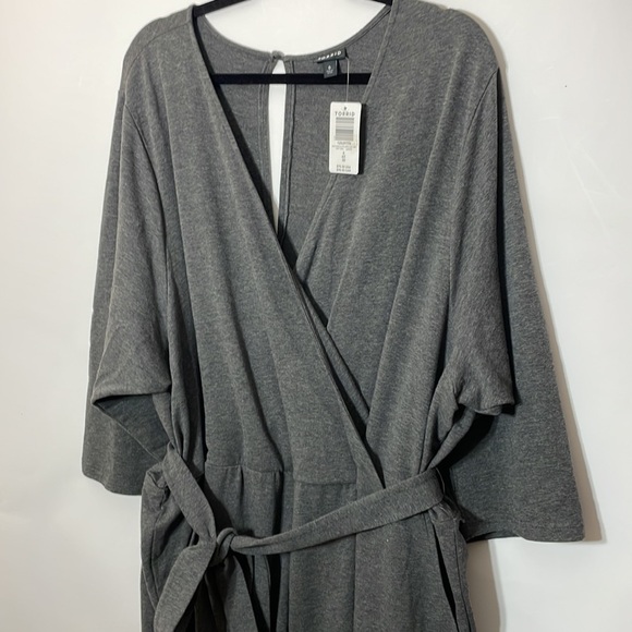 Torrid size 6 (30) CHARCOAL GREY TERRY SELF TIE CULOTTE JUMPSUIT - Picture 7 of 9